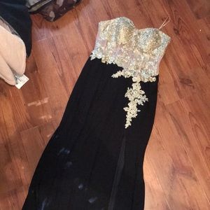 strapless dress with slit